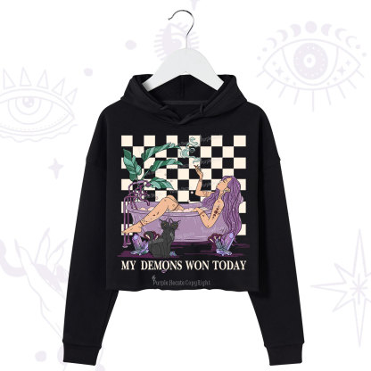 Purplehecate My Demons Won Today Crop Hoodie