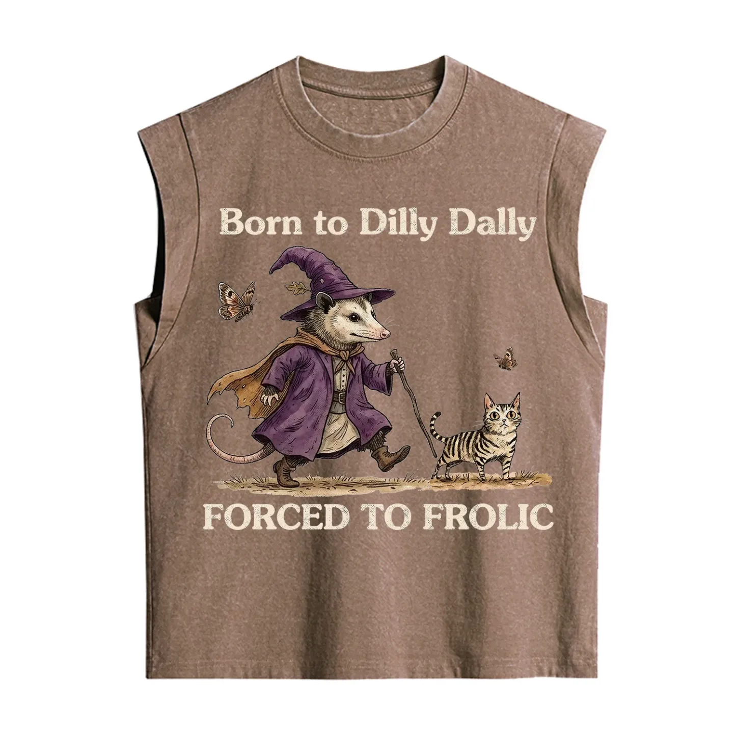 Purplehecate Born to Dilly Dally Forced to Frolic Opossum Vintage Washed Tank