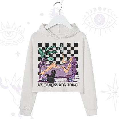Purplehecate My Demons Won Today Crop Hoodie