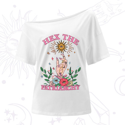 Purplehecate Hex The Patriarchy Witchy One-Shoulder T-Shirt