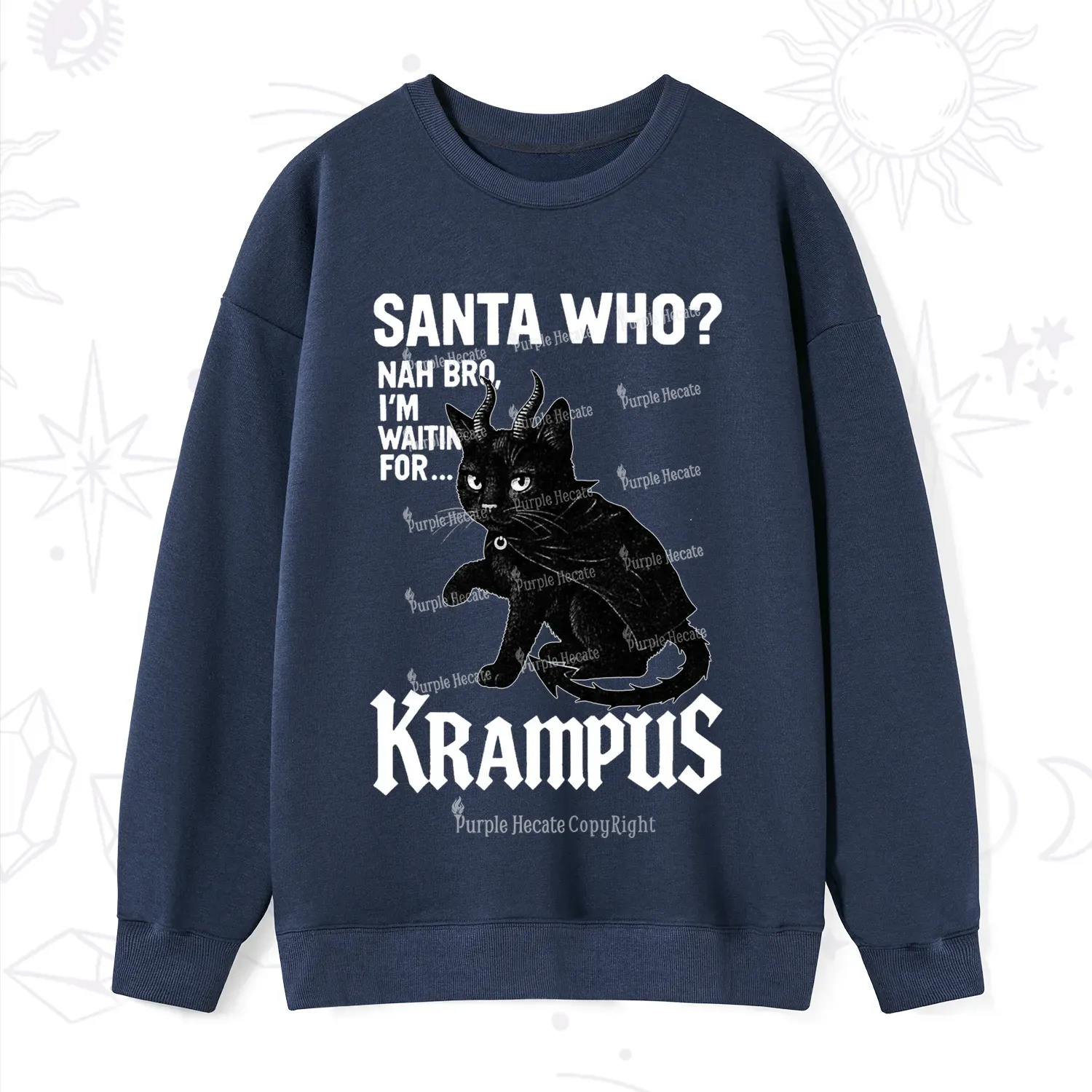 Purplehecate Santa Who? Nah Bro I'm Waiting for Krampus Christmas Sweatshirt