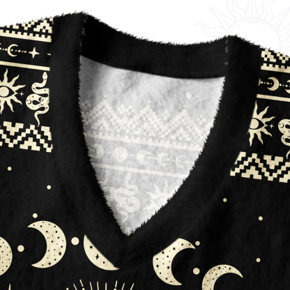 Purplehecate Snake And Moon Phase Comfort Ugly Sweater Vest