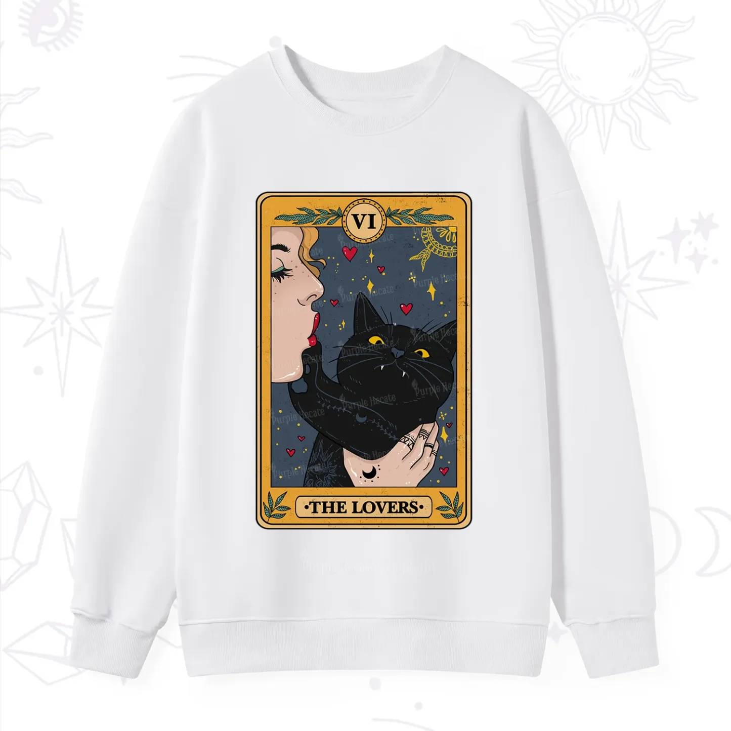 Purplehecate The Lovers Cat Tarot Sweatshirt
