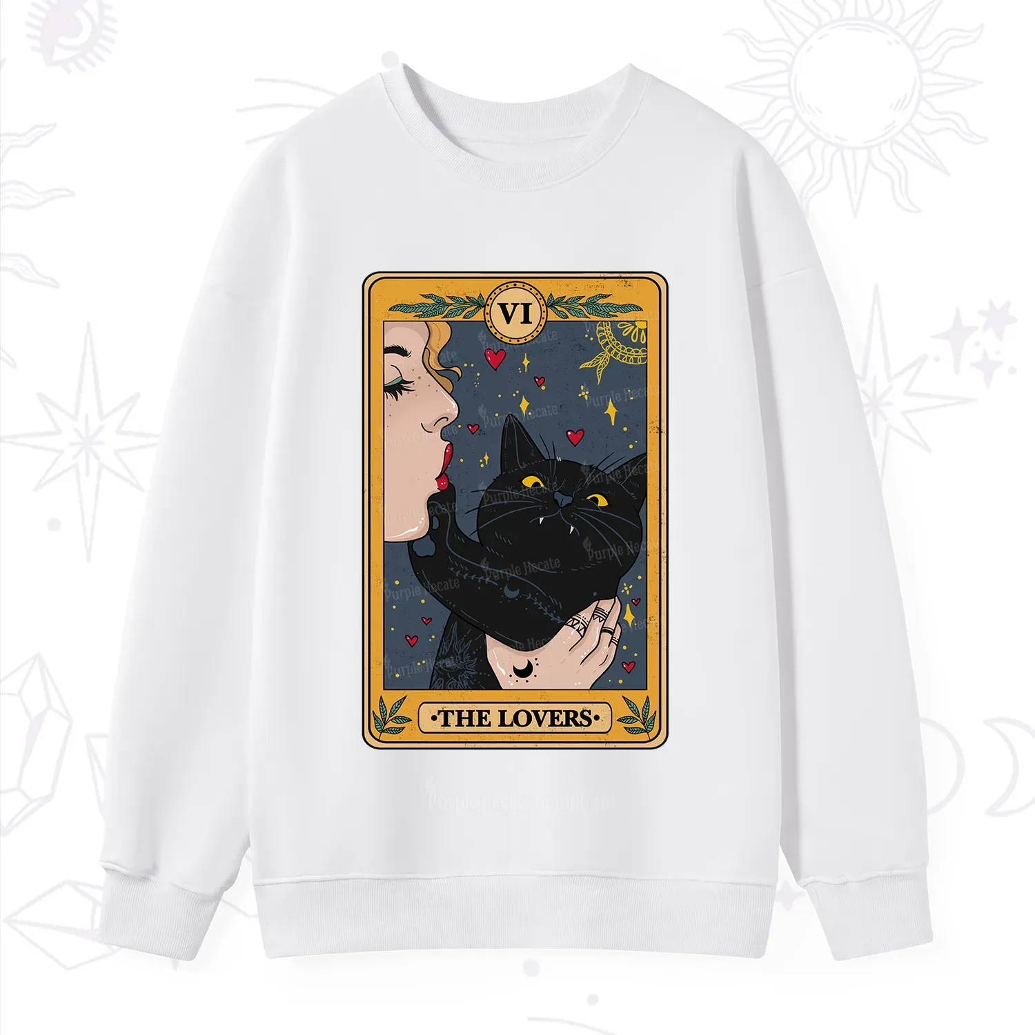 Purplehecate The Lovers Cat Tarot Sweatshirt