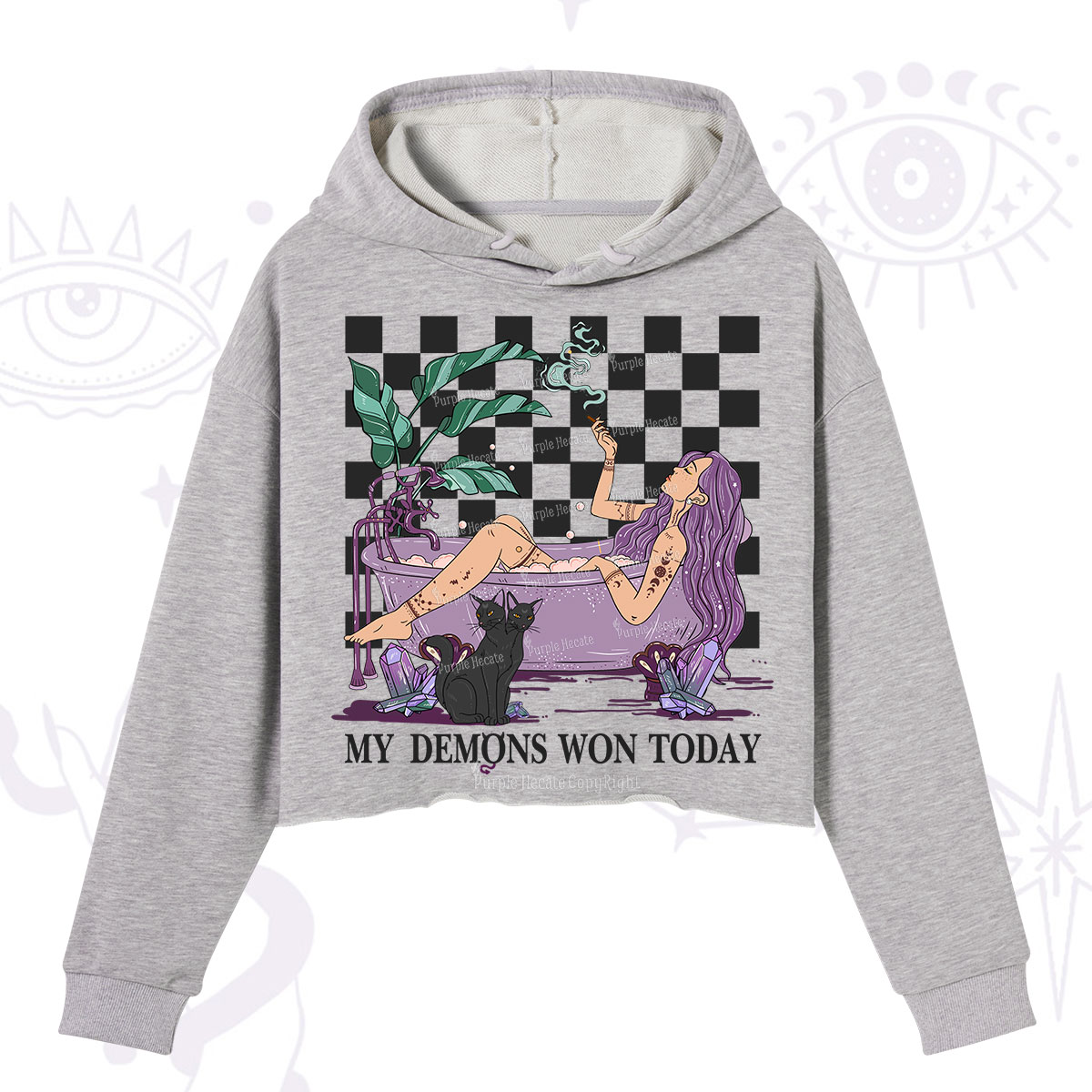 Purplehecate My Demons Won Today Crop Hoodie