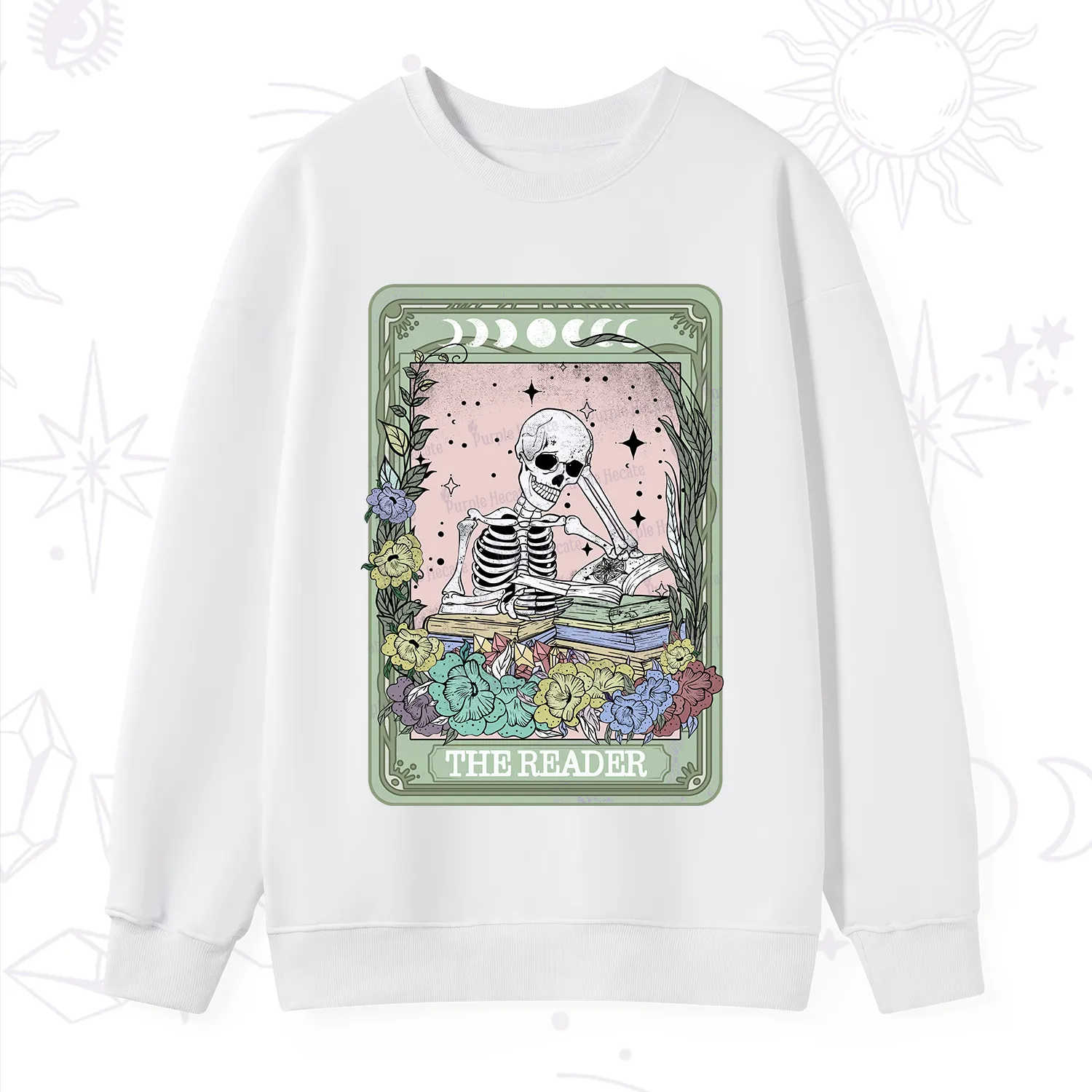 Purplehecate The Reader Bookworm Tarot Skeleton Sweatshirt