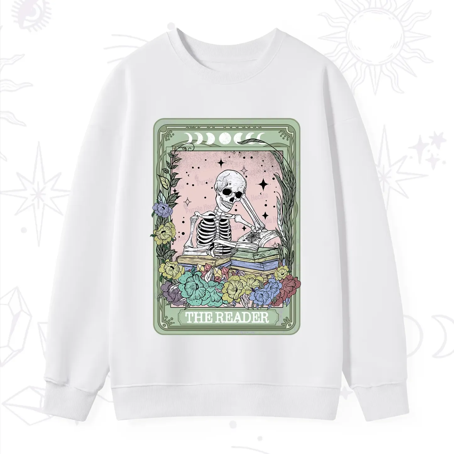 Purplehecate The Reader Bookworm Tarot Skeleton Sweatshirt