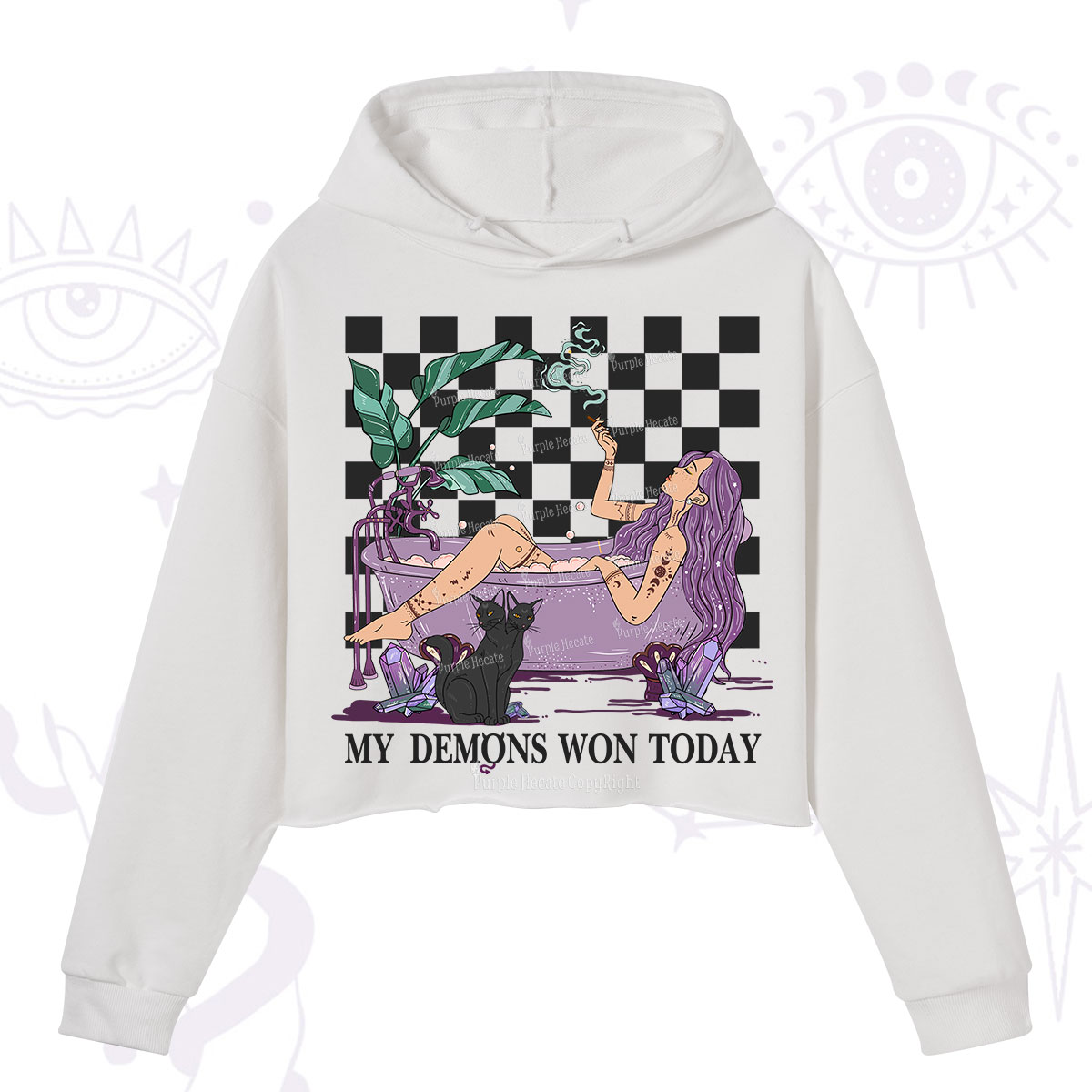 Purplehecate My Demons Won Today Crop Hoodie