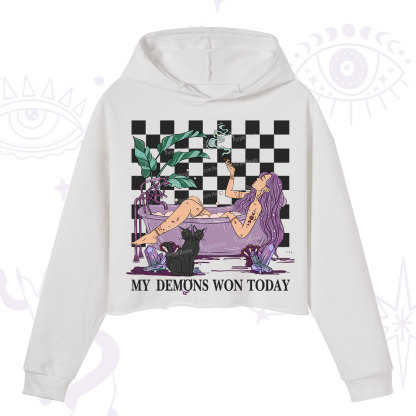 Purplehecate My Demons Won Today Crop Hoodie