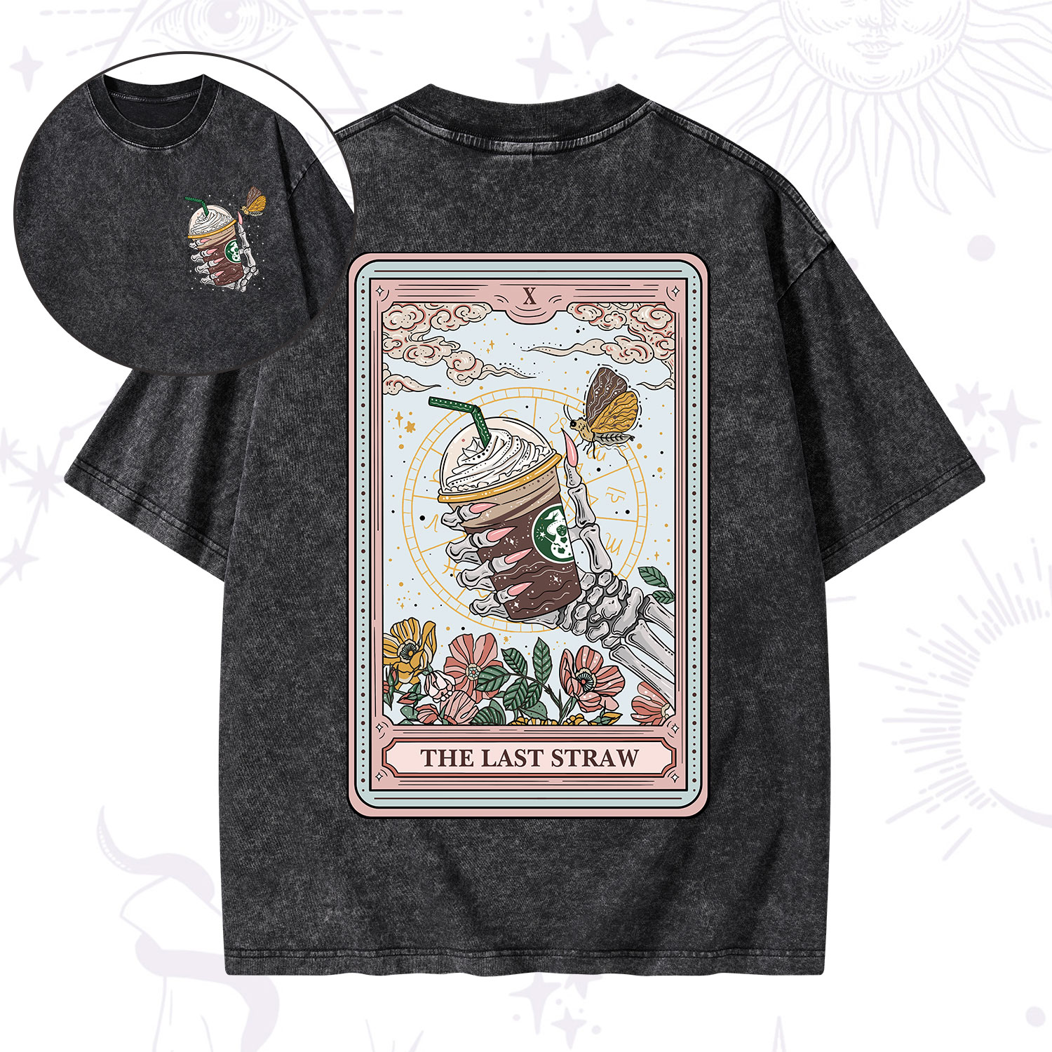 Purplehecate The Last Straw Tarot Washed T-Shirt