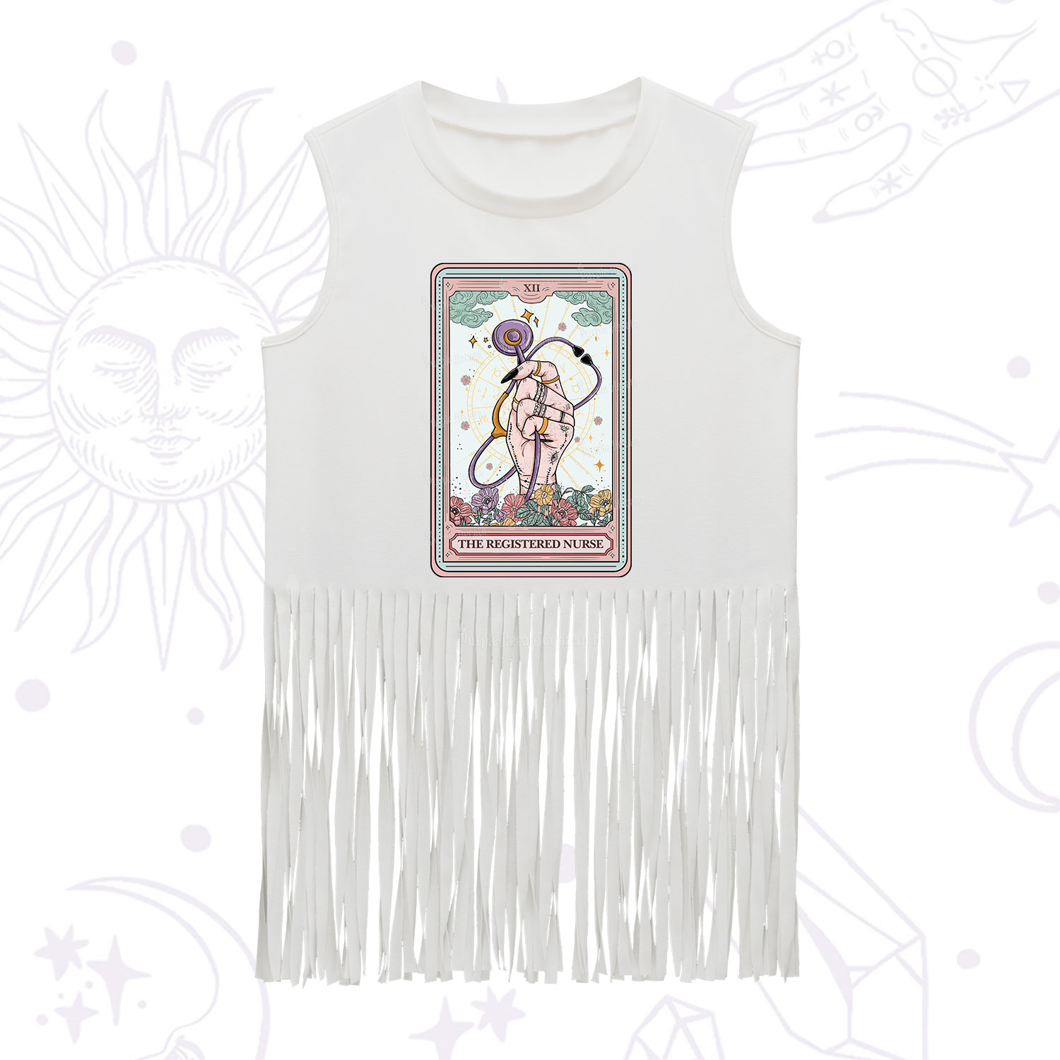 Purplehecate The Registered Nurse Tarot Card Fringe Tank Top