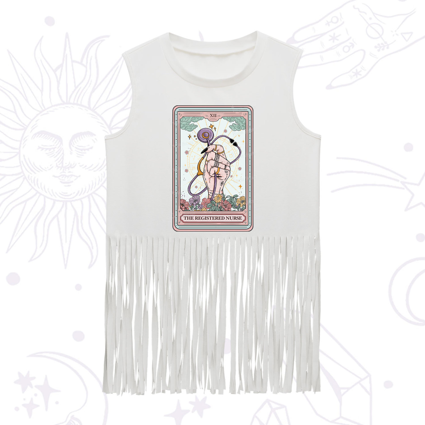 Purplehecate The Registered Nurse Tarot Card Fringe Tank Top