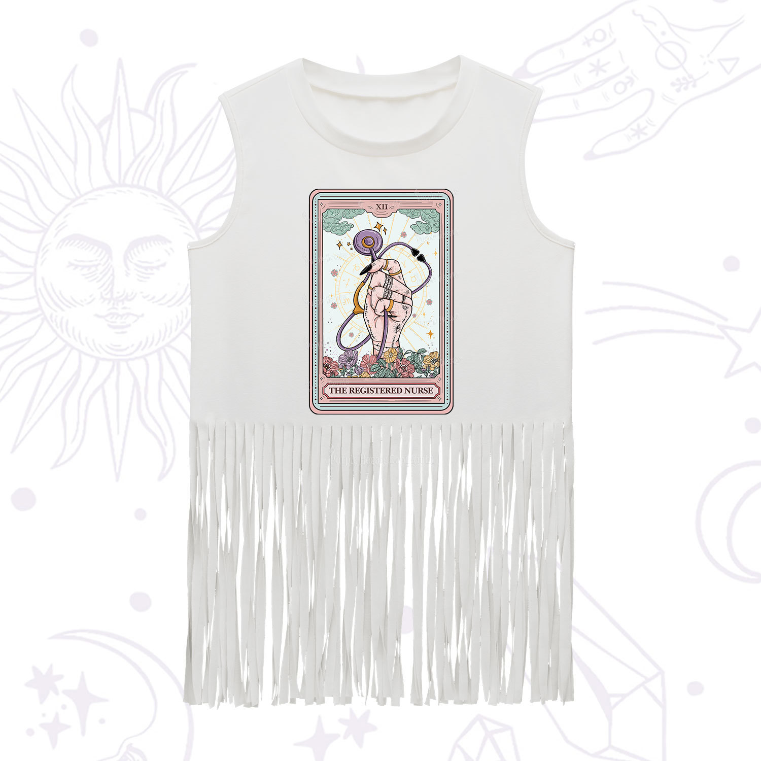 Purplehecate The Registered Nurse Tarot Card Fringe Tank Top