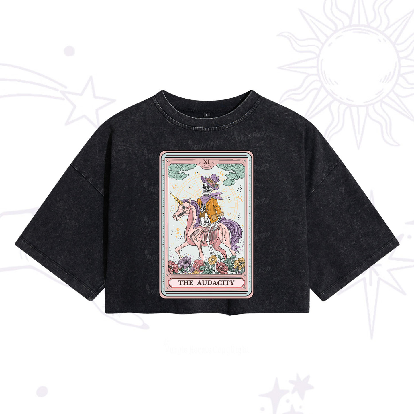 Purplehecate The Audacity Tarot Card Washed Cropped T-Shirt