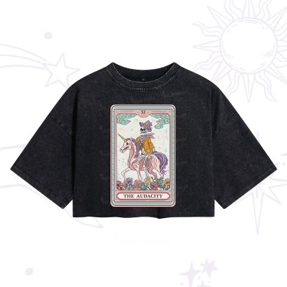 Purplehecate The Audacity Tarot Card Washed Cropped T-Shirt