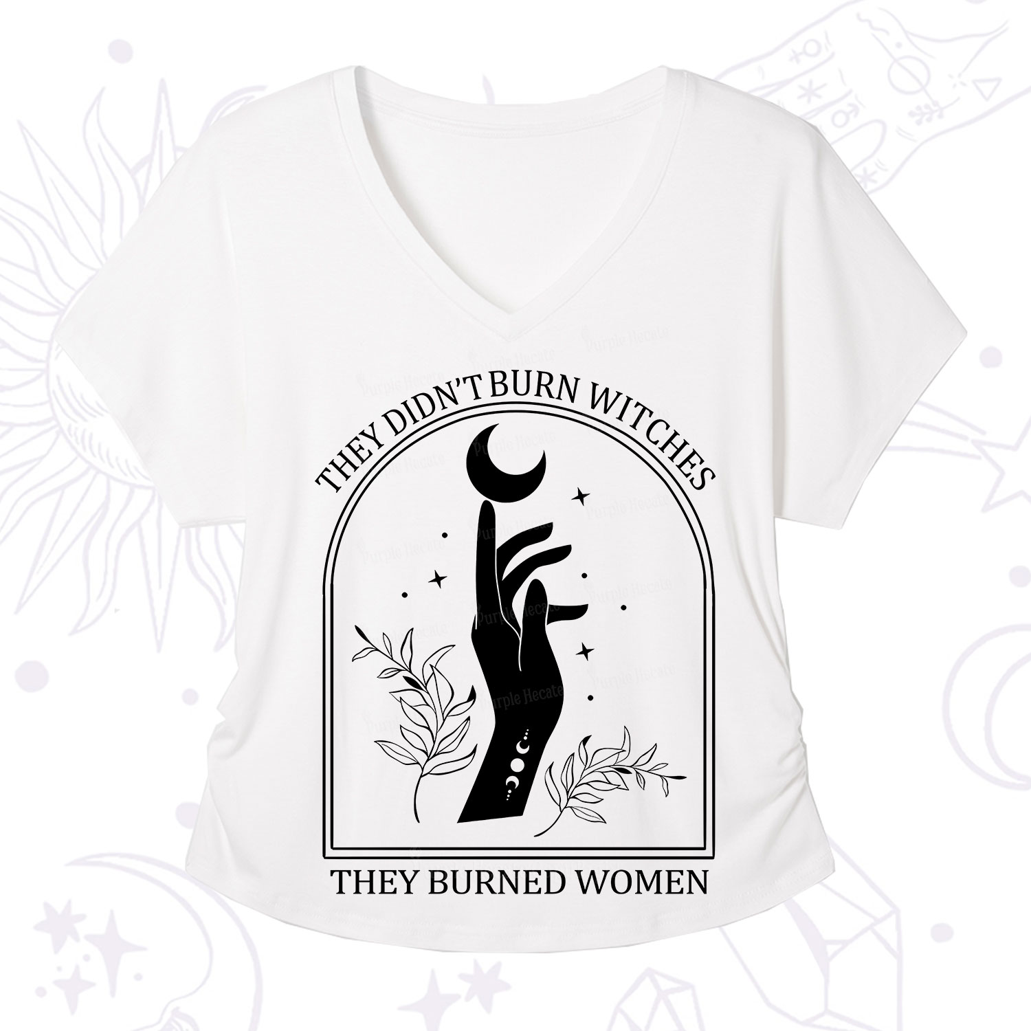 Purplehecate They Didn't Burn Witches They Burned Women V-Neck T-Shirt