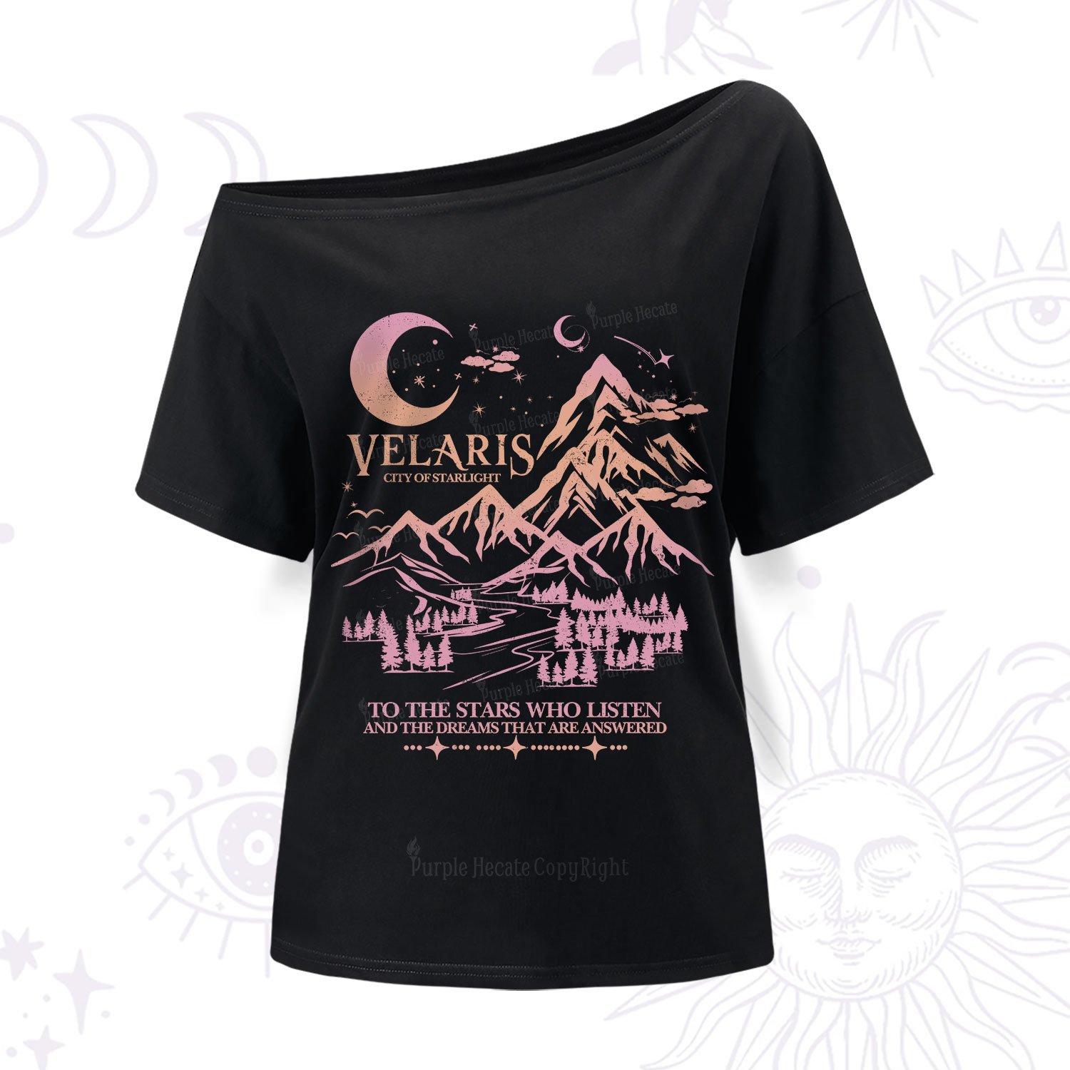 Purplehecate Echoes of the Hidden City One Shoulder T-Shirt