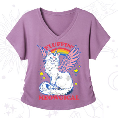Purplehecate Fluffin Meowgical V-Neck T-Shirt
