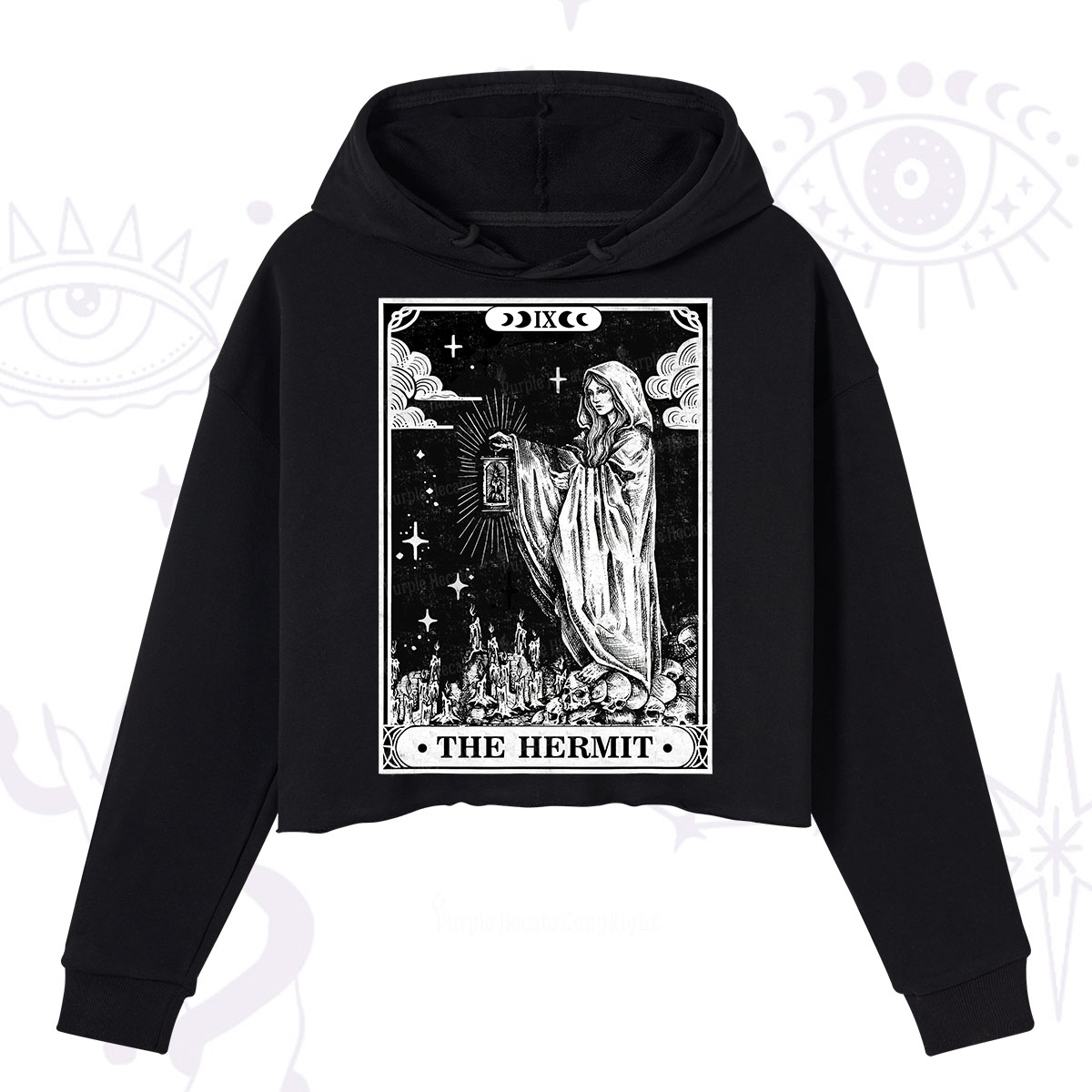 Purplehecate The Hermit Goddess Tarot Card Crop Hoodie