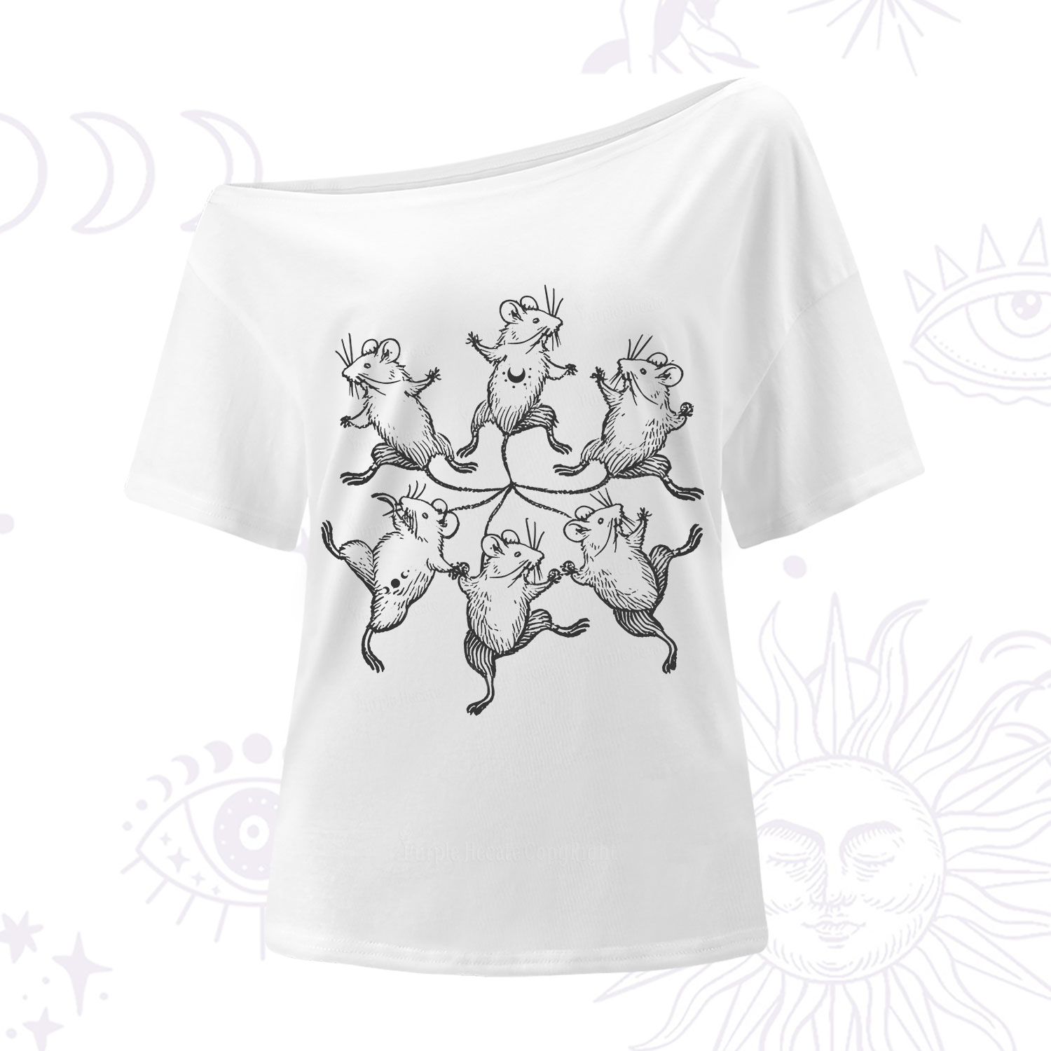 Purplehecate The Midnight Mouse Dance One Shoulder T-Shirt