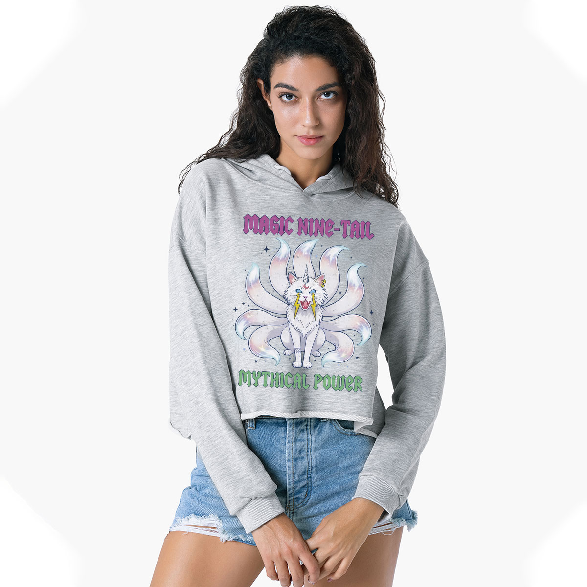 Purplehecate Magic Nine Tail Cat Crop Hoodie