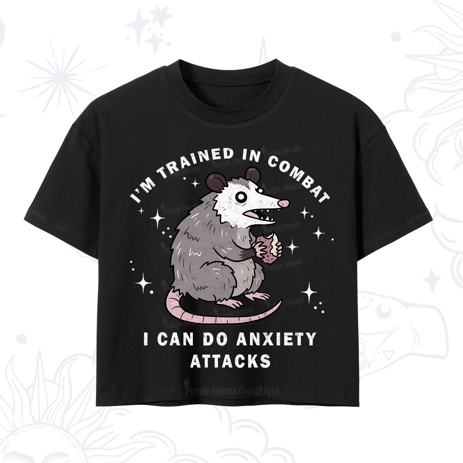 Purplehecate Anixety Attack Opossum Crop T-Shirt