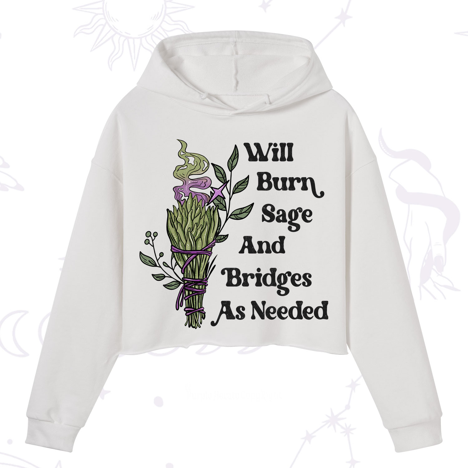 Purplehecate Will Burn Sage and Bridges Crop Hoodie
