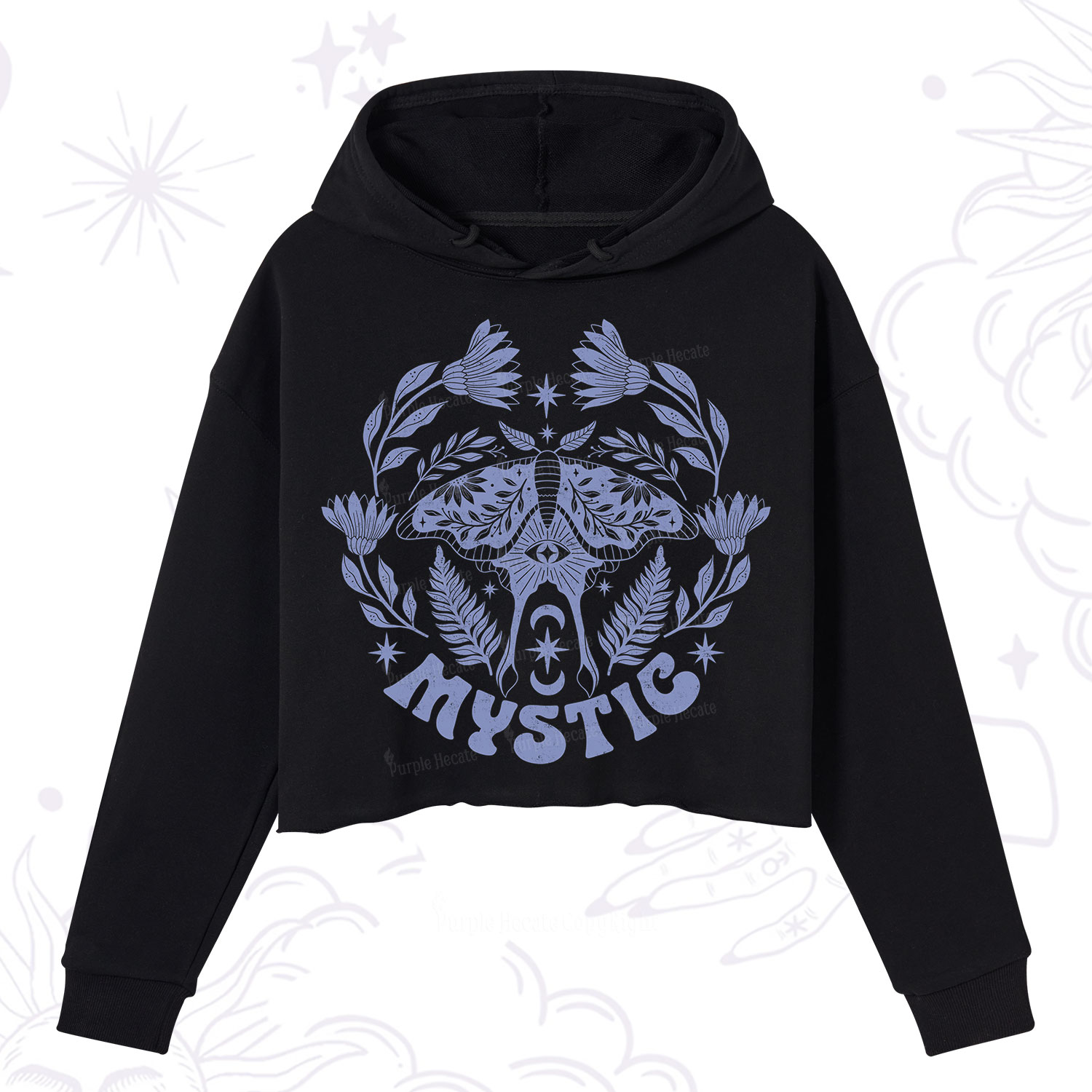 Purplehecate Mystic Moth Crop Hoodie