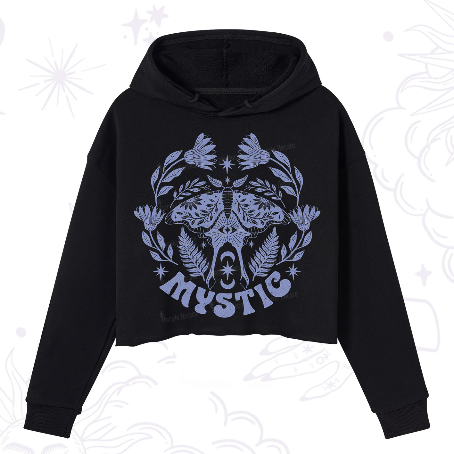 Purplehecate Mystic Moth Crop Hoodie