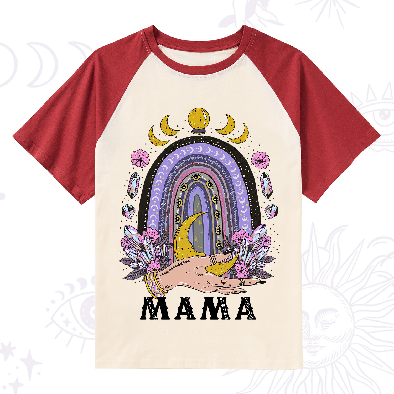 Purplehecate Gothic Mama Rainbow Raglan Short Sleeve T‑Shirt