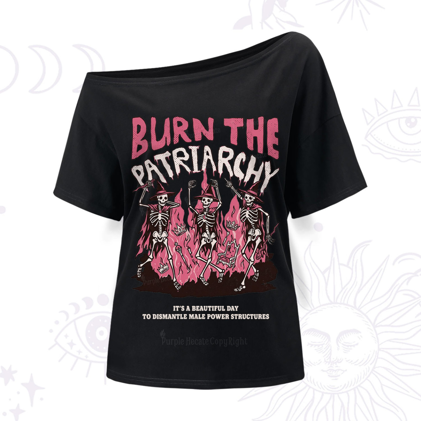 Purplehecate Burn The Patriarchy One Shoulder T-Shirt