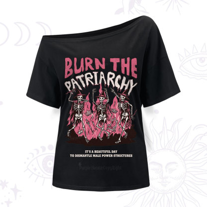 Purplehecate Burn The Patriarchy One Shoulder T-Shirt
