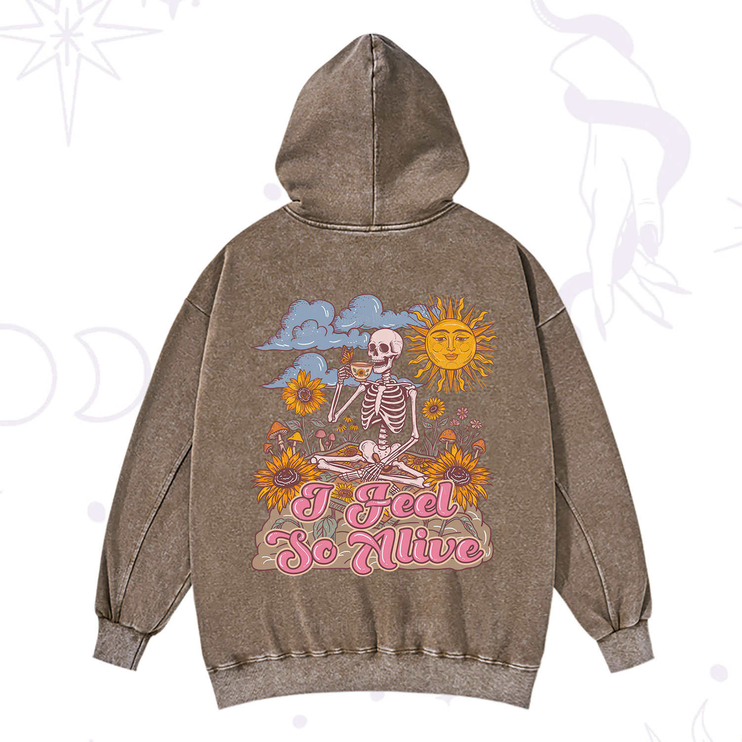 Purplehecate I feel So Alive Dancing Sarcastic Skeleton Washed Hoodie