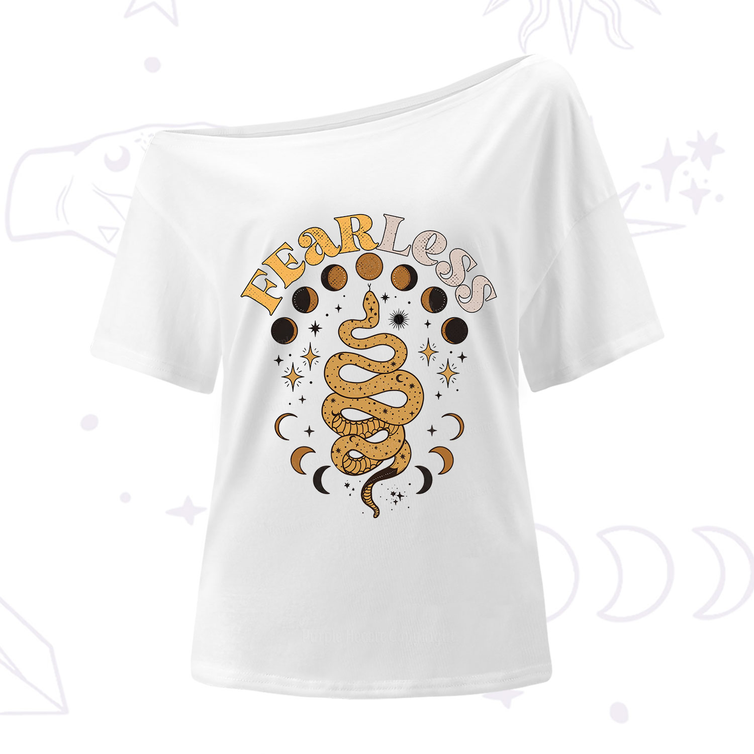 Purplehecate Fearless Serpent of the Moon Phases One Shoulder T-Shirt