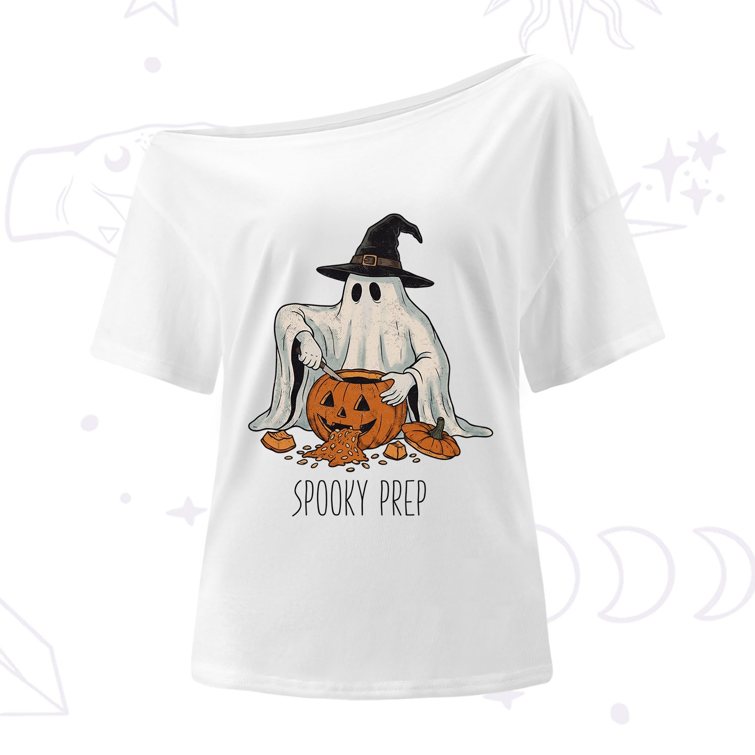 Purplehecate Spooky Prep Ghost One Shoulder T-Shirt