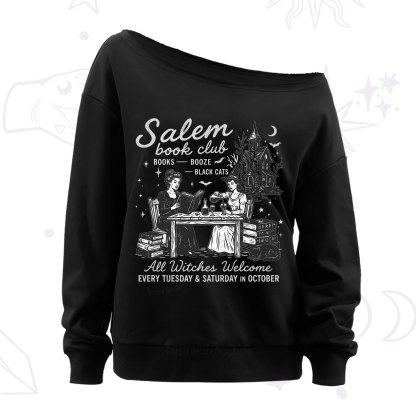 Purplehecate Salem Book Club Off The Shoulder Sweatshirt
