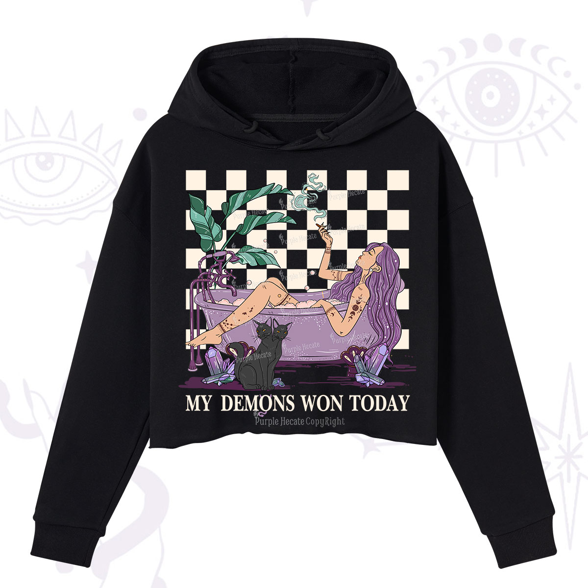 Purplehecate My Demons Won Today Crop Hoodie