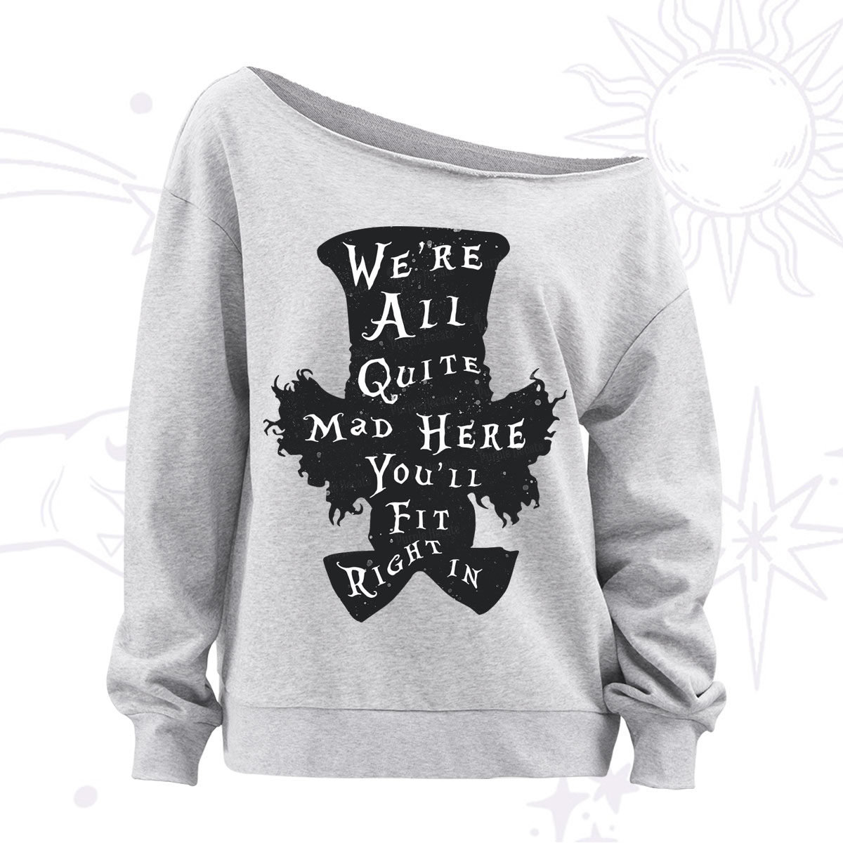 Purplehecate Mad Tea Party Club Off The Shoulder Sweatshirt