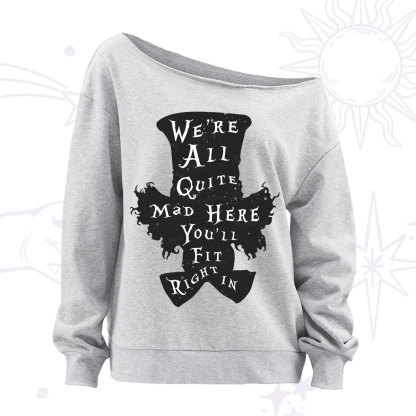 Purplehecate Mad Tea Party Club Off The Shoulder Sweatshirt