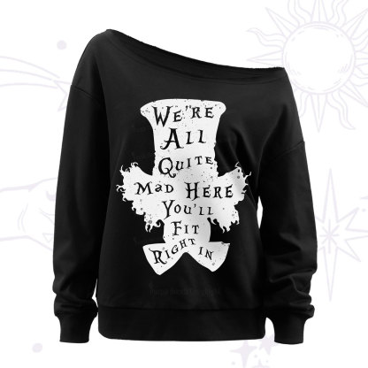 Purplehecate Mad Tea Party Club Off The Shoulder Sweatshirt