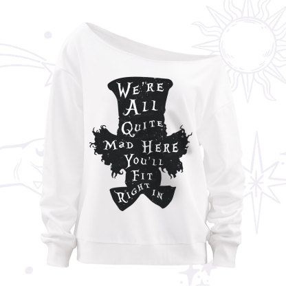 Purplehecate Mad Tea Party Club Off The Shoulder Sweatshirt