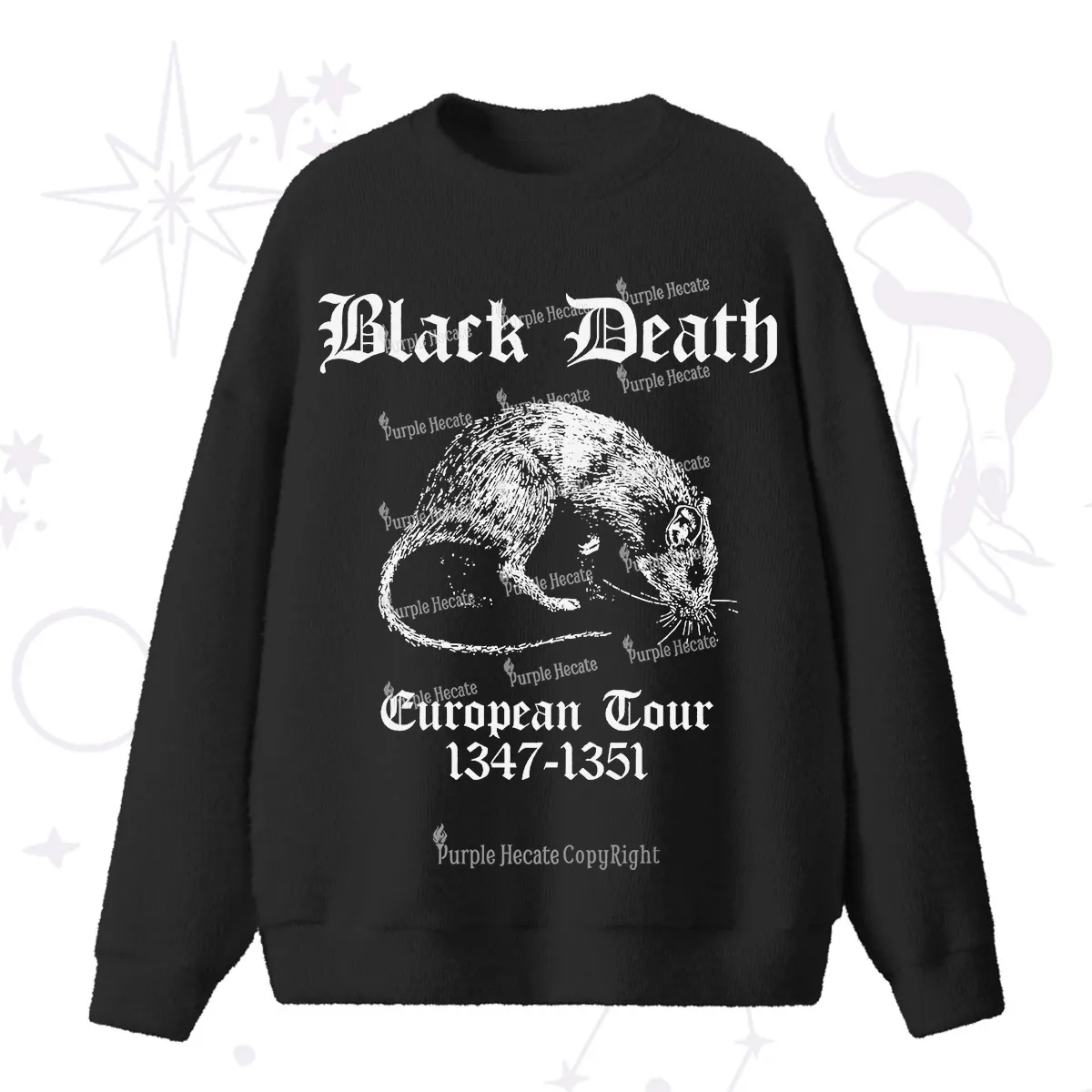 Purplehecate Black Death European Tour Fuzzy Ugly Sweater