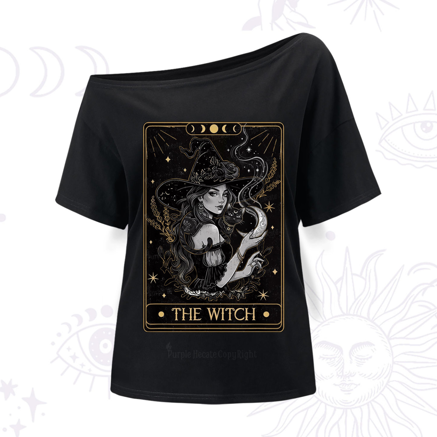Purplehecate The Witch Enchanted Tarot Card One Shoulder T-Shirt