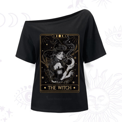 Purplehecate The Witch Enchanted Tarot Card One Shoulder T-Shirt