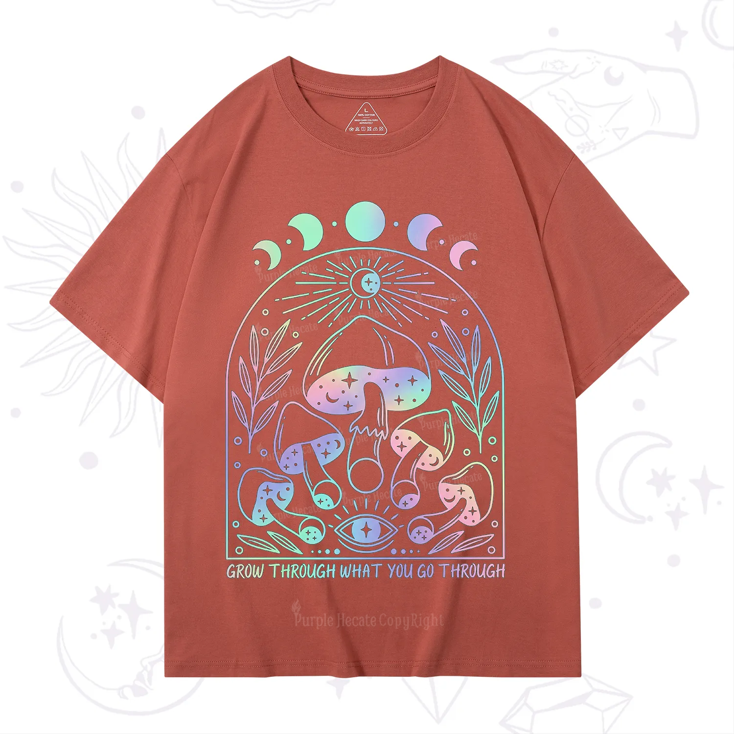 Purplehecate Moon Phases Mushroom T-Shirt