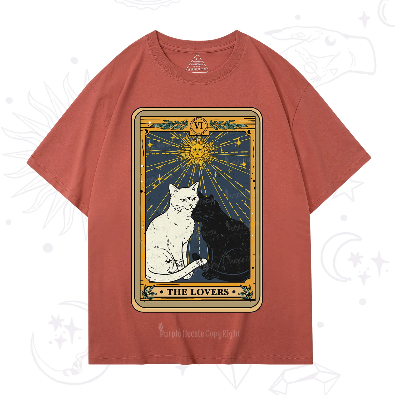 Purplehecate The Lovers Cat Tarot Card T-Shirt