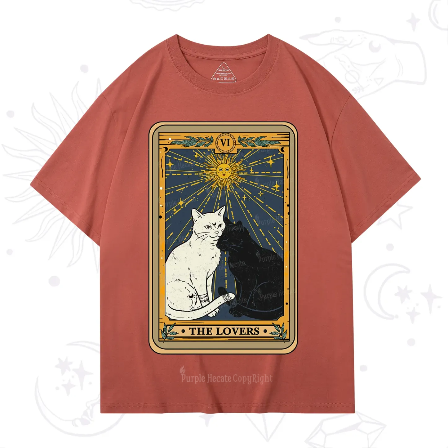 Purplehecate The Lovers Cat Tarot Card T-Shirt