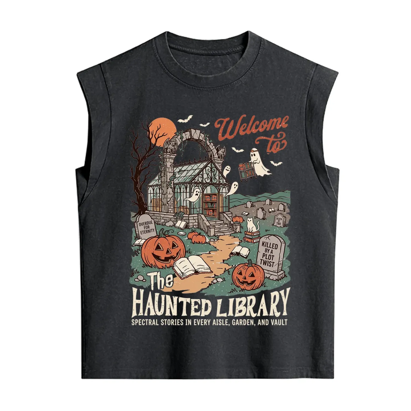 Purplehecate Welcome to the Haunted Library Vintage Washed Tank