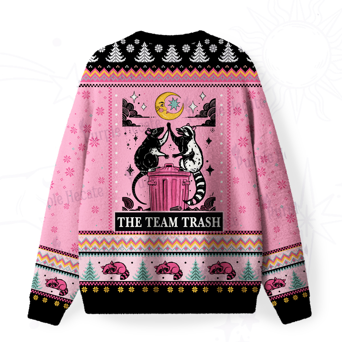 Purplehecate The Team Trash Opossum Fuzzy Ugly Christmas Sweatshirt