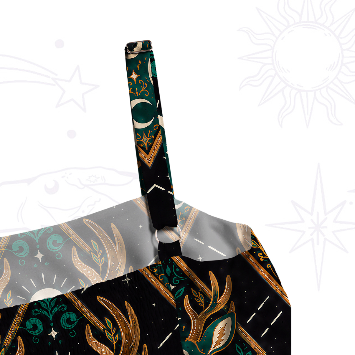 Purplehecate Mystic Forest Stag Wide Straps Maxi Dress
